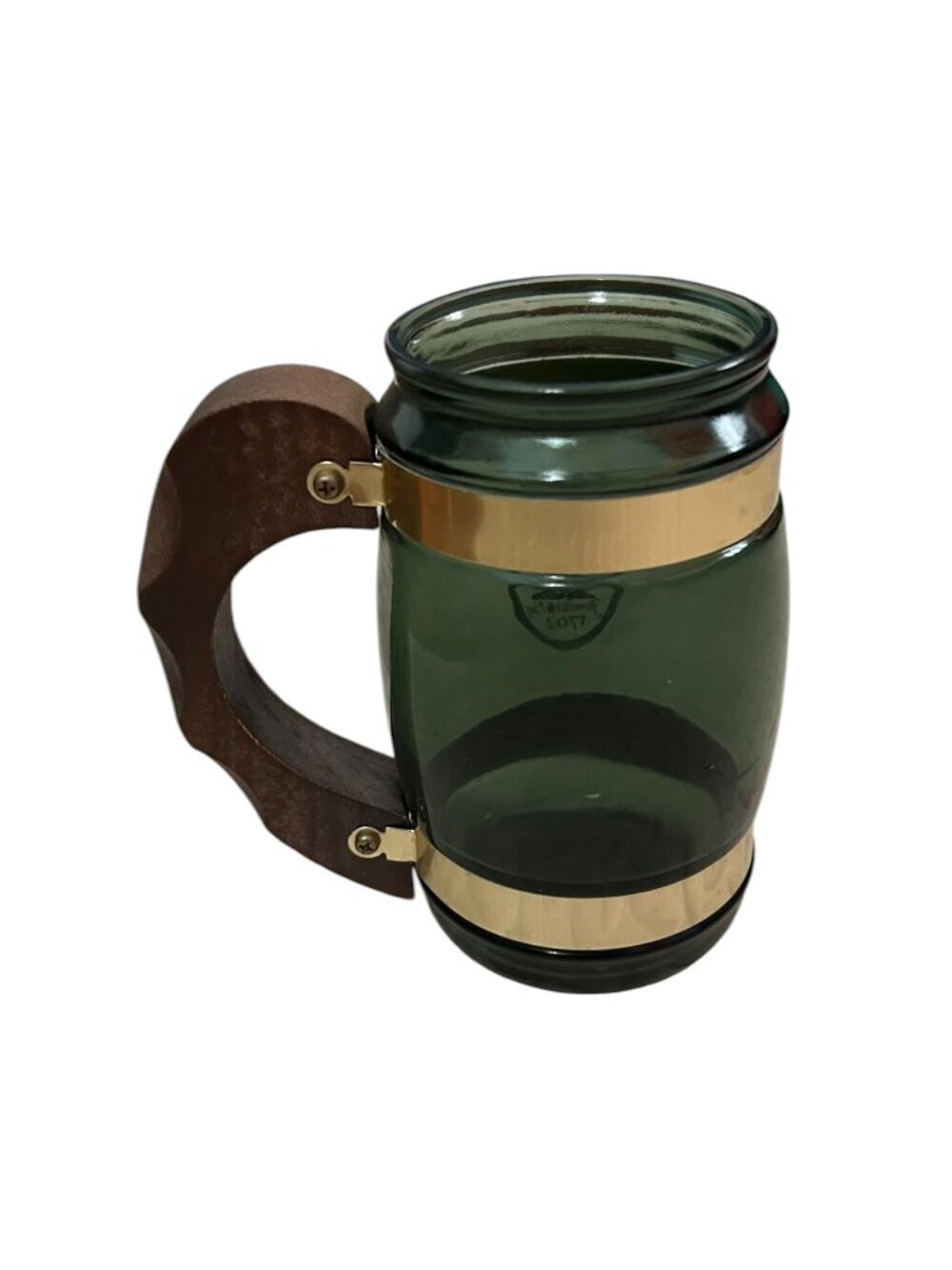 Vintage Siesta Ware Green Glass Tavern Mugs Set of 4 Wood Handles - Picture 2 of 14